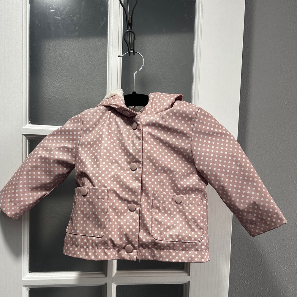 Pink C&C California Line Polka Dot Rain Jacket - Picture 1 of 9
